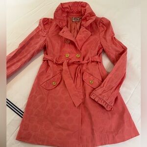 JUICY COUTURE GIRLS 12   Ruffles Fit and Flare Double Breasted Pink Over-Coat
